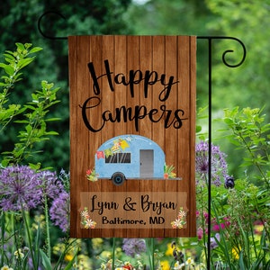 Personalized Camper Flag, Garden Flag, Camping Flag, Camper Flag, Campsite Flag, Happy Campers Flag, Camping Gift, Gift for Campers, RV Gift