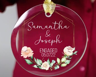 Couples Engagement Ornament, Engagement Ornament, Couples Ornament, Personalized Christmas Ornament, Personalized Engagement Gift