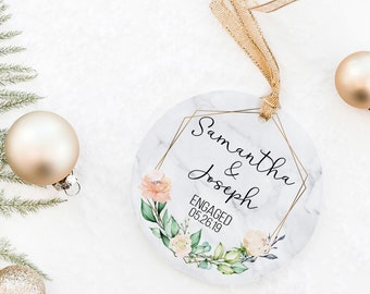 Couples Engagement Ornament, Engagement Ornament, Couples Ornament, Personalized Christmas Ornament, Personalized Engagement Gift