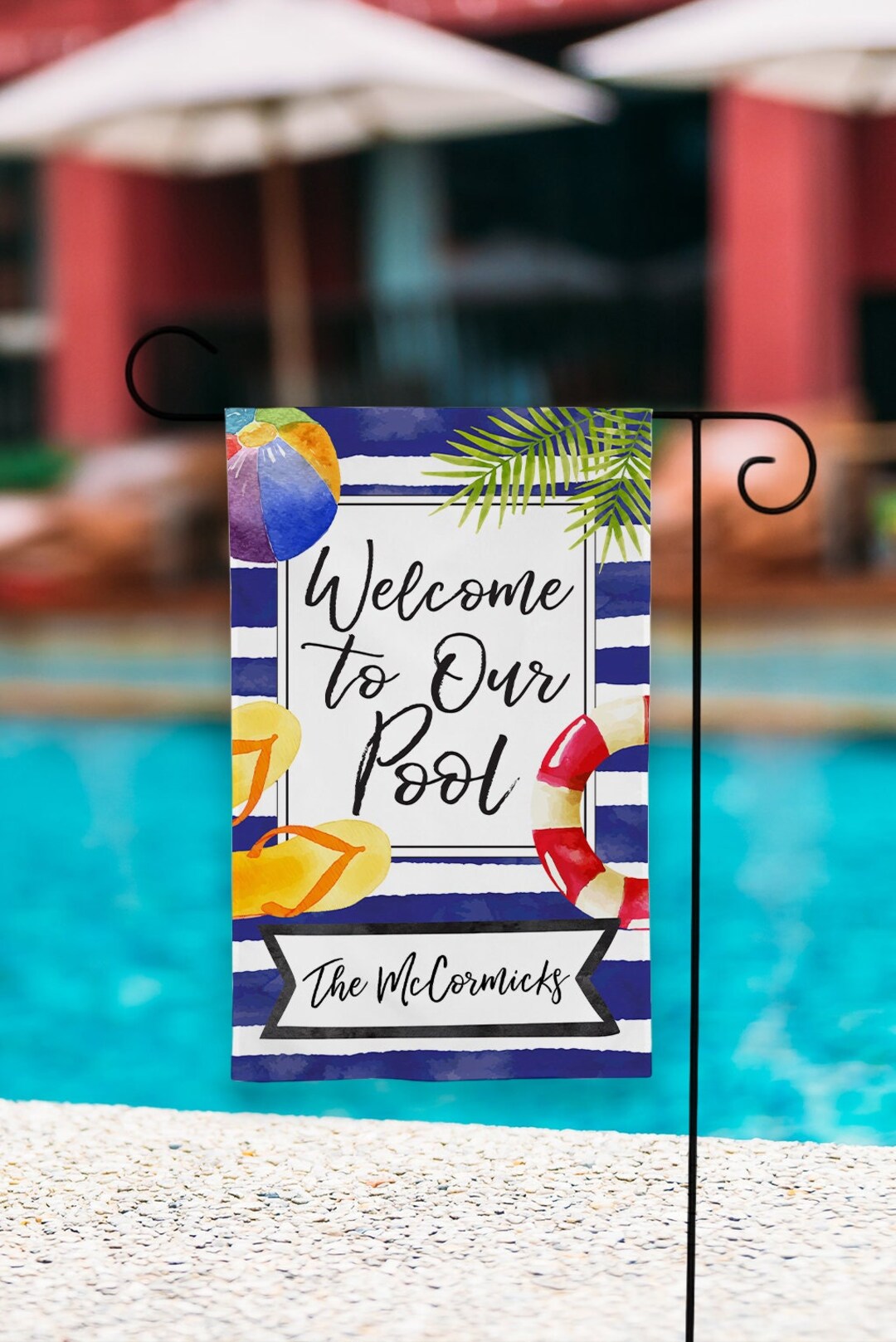 to Our Pool Flag, Pool Flag, Swimming Pool Flag, Personalized