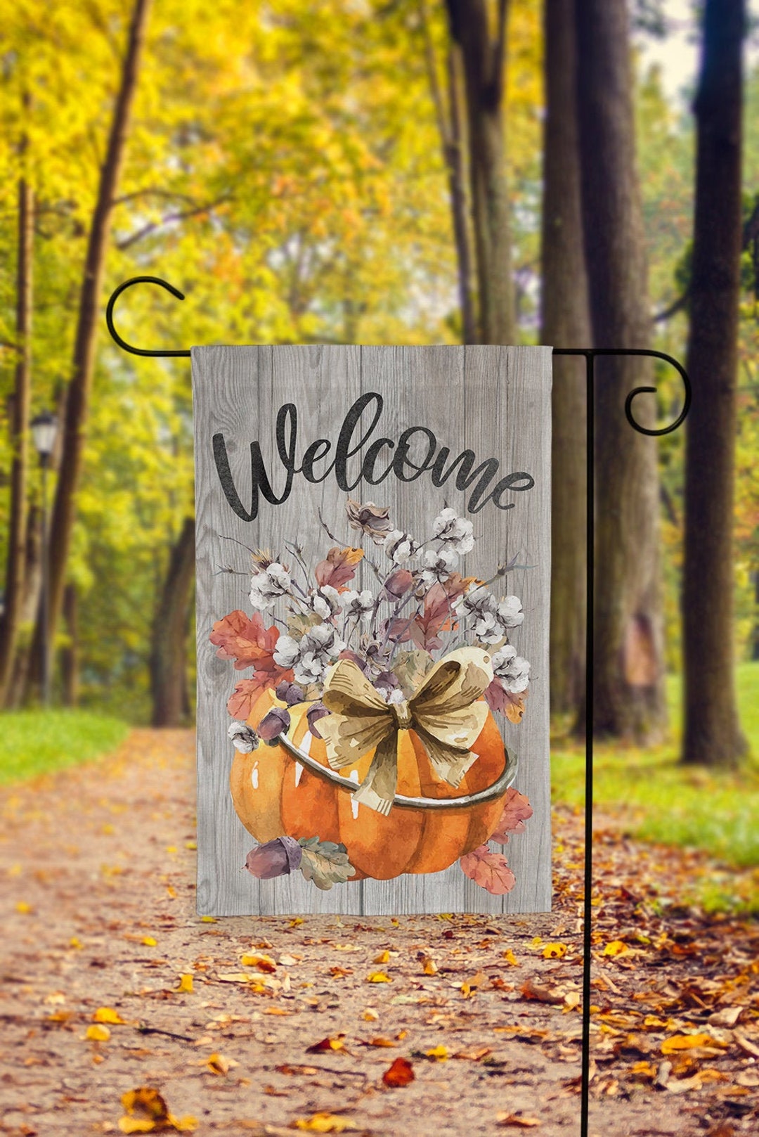 Fall Garden Flag, Pumpkin Garden Flag, Welcome Garden Flag, Halloween ...