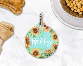 Sunflower Pet ID Tag, Personalized Pet Tag, Pet ID Tag, Custom Pet ID Tag, Custom Dog Tag, Dog Name Tag, Cat Name Tag, Lost Pet Tag, Pet Tag