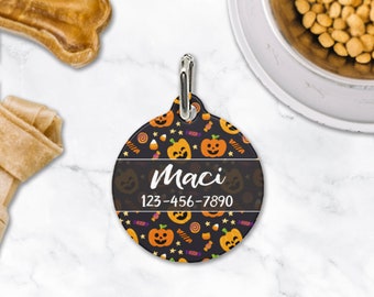 Halloween Pet ID Tag, Personalized Pet Tag, Pet ID Tag, Custom Pet ID Tag, Custom Dog Tag, Dog Name Tag, Cat Name Tag, Lost Pet Tag, Pet Tag