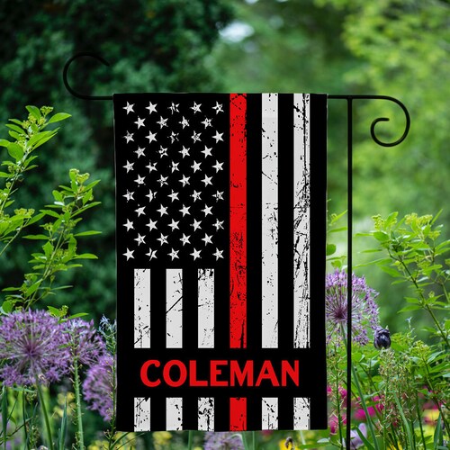 Thin Red Line Flag, Thin Red Line American Flag, Thin Red Line, Firefighter Garden Flag, Personalized Firefighter Flag, Firefighter Gift