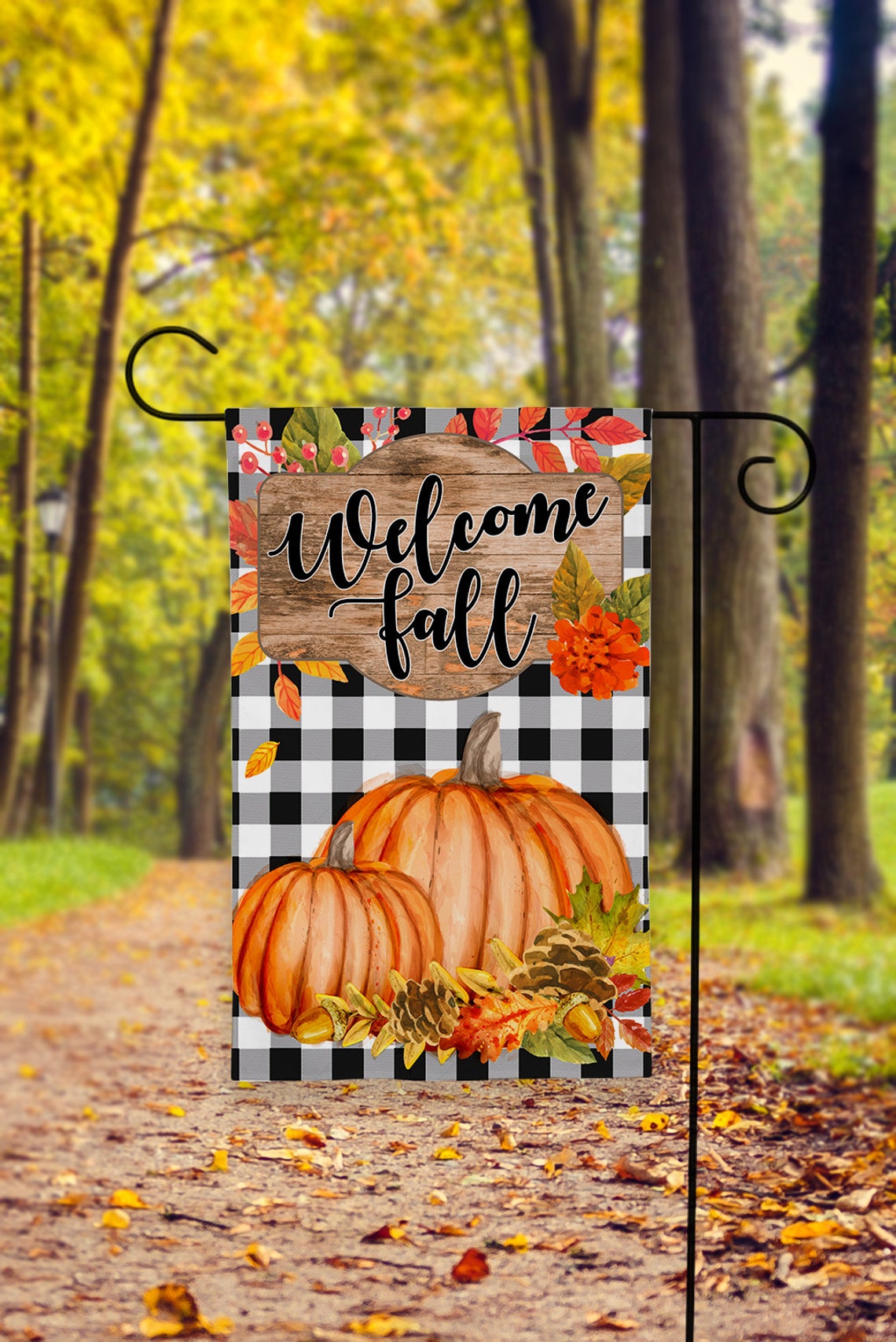 Welcome Fall Garden Flag Pumpkin Garden Flag Fall Garden - Etsy