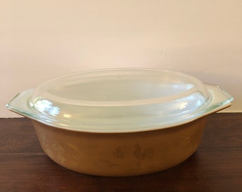 #DCG139 Vintage Pyrex 1.5 Pint Early American Refrigerator Casserole Dish with Lid