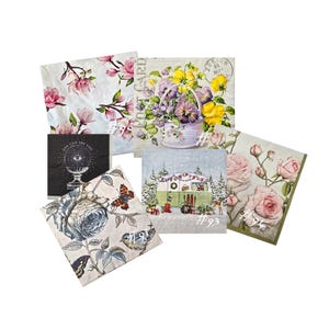 Halloween, Floral Decoupage Napkins for Mixed Media & Journaling – Vintage Craft Supplies (Set of 6)