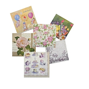 Floral Paper Napkin for Decoupage & Junk Journaling – Cottagecore Craft Supply