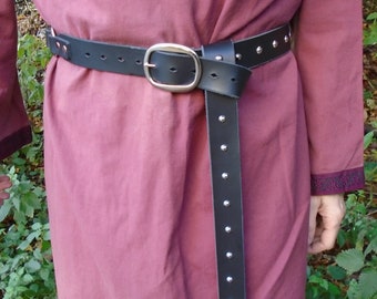 Studded Long Leather Belt for Larp, Cosplay, Medieval, Game of Thrones Costume