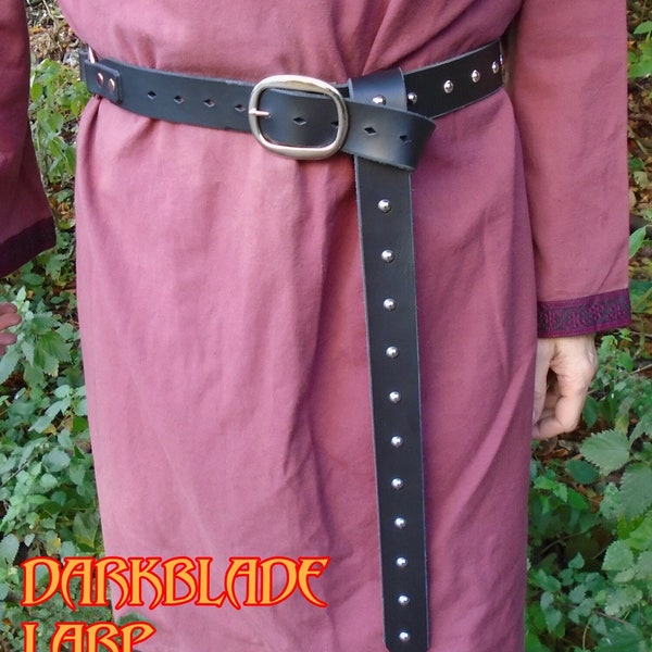 Longue ceinture en cuir cloutée pour GN, cosplay, médiéval, costume de Game of Thrones