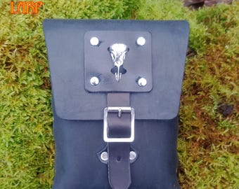 Bird Skull Leather Belt Pouch: Medieval Larp Cosplay Costume