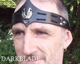 Hawk Eagle Leather Headband or Circlet for Larp Pagan Cosplay Stage or Viking