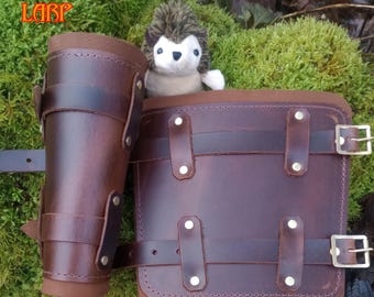 Pair Small Leather Lined Vambraces, Bracers, Arm Guards for Costume LARP and Cosplay