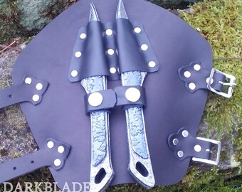 Throwing Knife Vambrace for Larp or Cosplay, Scalpel Larp safe knives included.