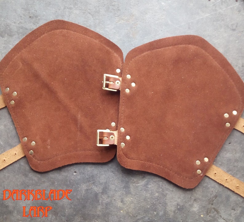 Pair Brown Leather Lined Vambraces, Bracers, Arm Guards for Costume LARP and Cosplay image 3