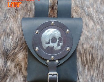 Skull Leather Pouch, for Larp, Cosplay or Costume
