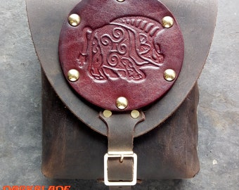 Boar Leather Pouch, for Larp, Cosplay or Costume