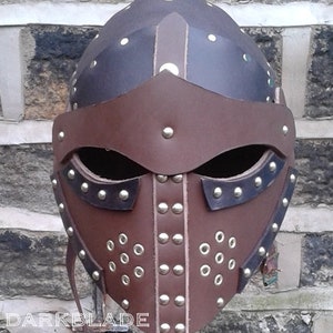 Leather Bascinet Helmet for Larp, Costume or Cosplay