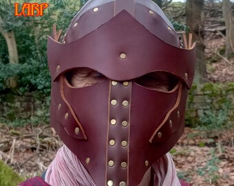 Elven Knight Leather Helmet for Larp or Cosplay