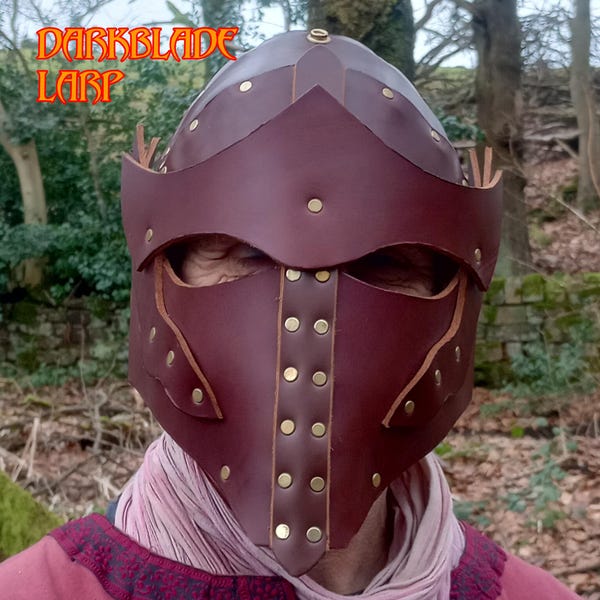 Elven Knight Leather Helmet for Larp or Cosplay