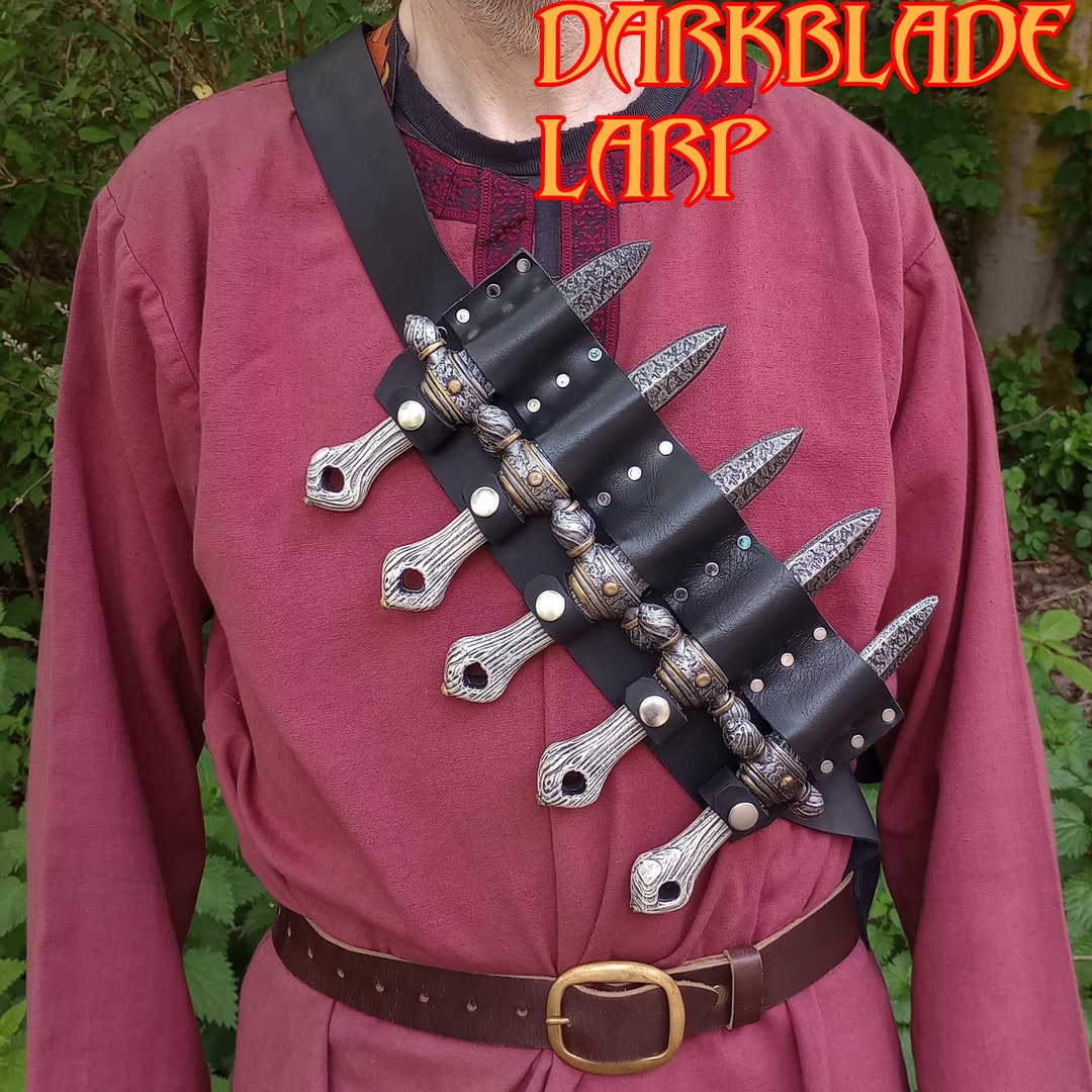 Larp Throwing Knife Bandolier With Larp Safe Knives for Larp, Cosplay ...