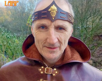 Wolf Leather Headband or Circlet for Larp Cosplay Pagan Stage or Costume