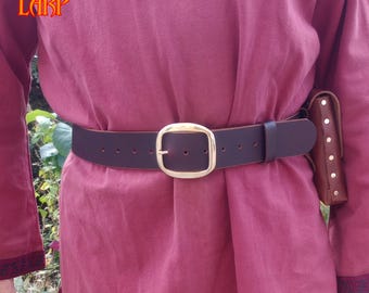 Heavy Leather Larp Belt: Viking, Medieval, Cosplay Costume