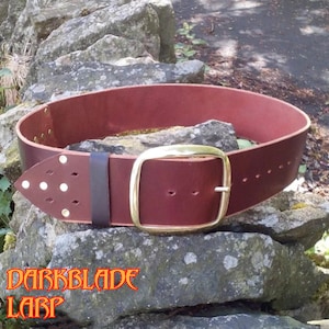 Leather Pirate Belt, 3&quot; wide, solid brass buckle, for Larp, Cosplay or Costume, Black Sails, Caribbean