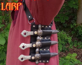 Larp Throwing Knives Underarm Rig with Larp Safe Knives for Larp, Cosplay or Costume.