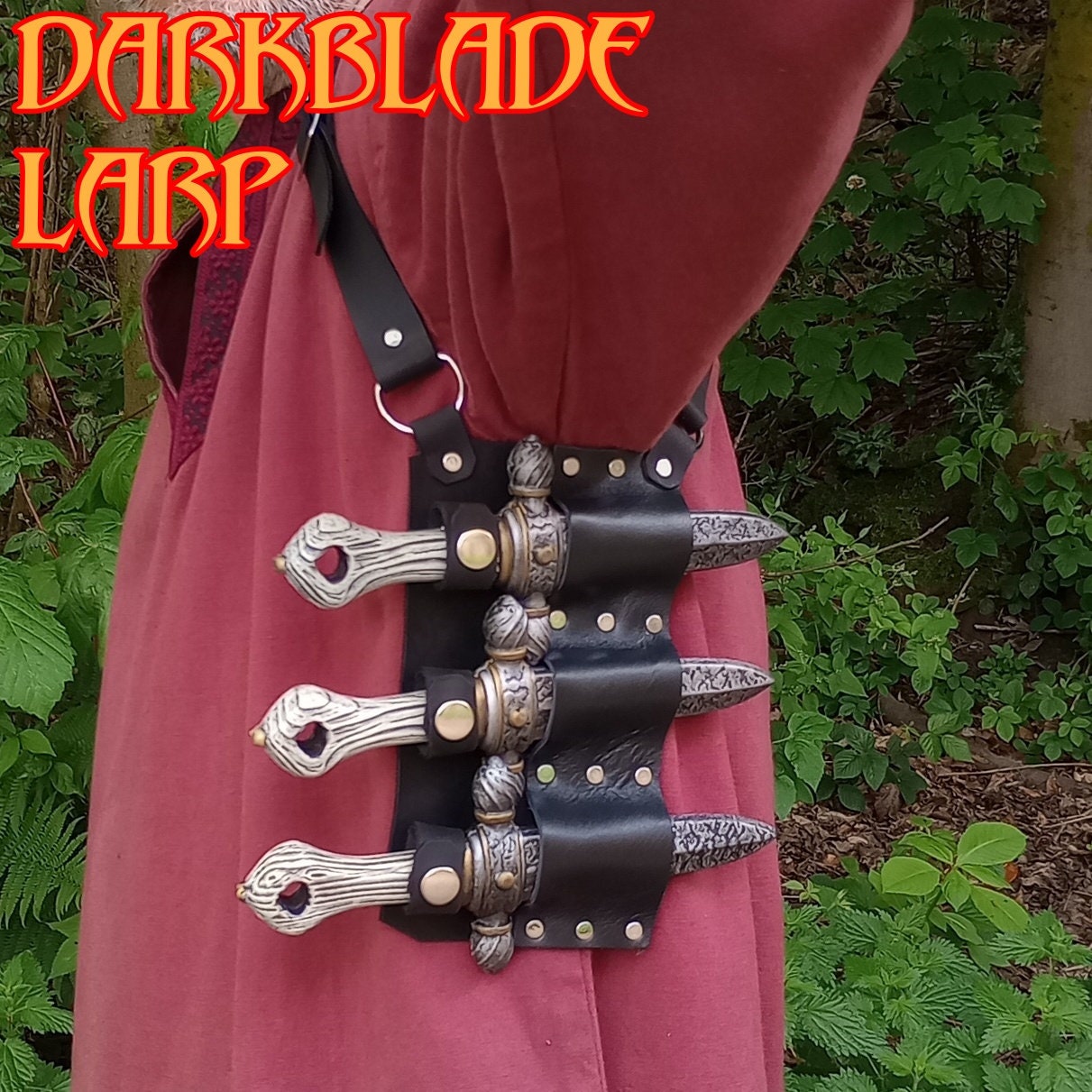 Larp Throwing Knives Underarm Rig With Larp Safe Knives for Larp
