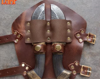 Werpmesvambrace voor larp of cosplay, inclusief haakmessen die veilig zijn voor larp.