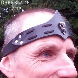 Bird Skull Leather Headband or Circlet for Larp Pagan Cosplay Stage or Viking in Black