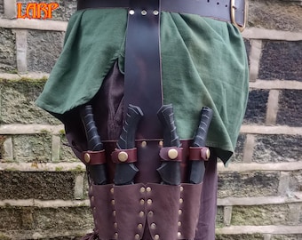 Dark Elf Leather Leg Sheath with Foam Throwing Knives (Larp Cosplay)