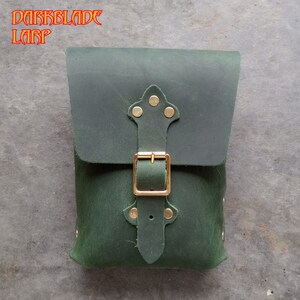 Grüne Gürteltasche aus Leder für Larp, Cosplay, Mittelalter-Kostüm oder einfach zum Verstauen