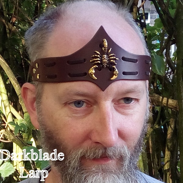 Scorpion Leather Headband or Circlet for Larp Cosplay Pagan Stage Costume and Anti-Paladins