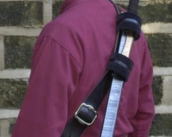Leather Back Scabbard: LARP Costume Cosplay Sword Holder