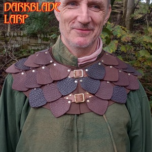 Leather Scale Shoulder Armour for Larp, Cosplay and Crocodile Hunters