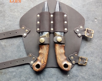 Throwing Knife Vambrace for Larp or Cosplay, Hunter Larp safe knives included.