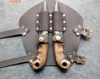 Throwing Knife Vambrace for Larp or Cosplay, Hunter Larp safe knives included.