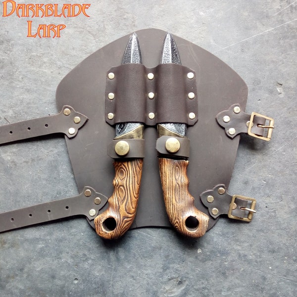 Throwing Knife Vambrace for Larp or Cosplay, Hunter Larp safe knives included.