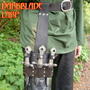 Stilleto Throwing Knife Leg Sheath for Larp or Cosplay, Larp safe knives included.