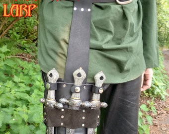 Stilleto Throwing Knife Leg Sheath for Larp or Cosplay, Larp safe knives included.