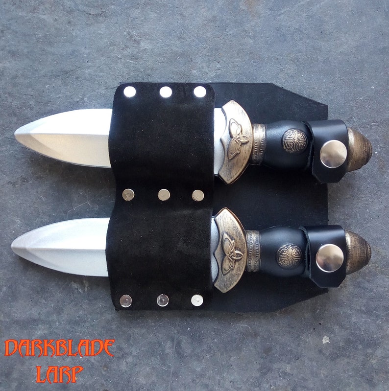 Cosplay or Costume. Larp Throwing Knives Twin Belt Holster with Larp Safe Knives for Larp