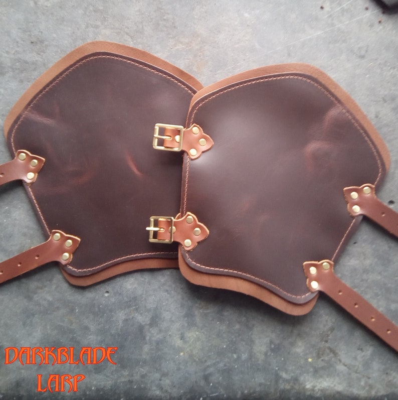 Pair Brown Leather Lined Vambraces, Bracers, Arm Guards for Costume LARP and Cosplay image 2