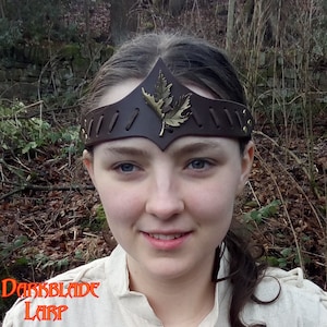 Leaf Leather Headband or Circlet for Larp Cosplay Stage or Druid