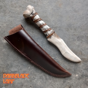 Bone Throwing Knife and Sheath for Larp or Cosplay, Larp safe knife included.