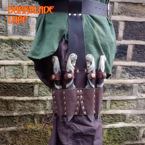 Horse Head Throwing Knife Leg Sheath for Larp or Cosplay, Larp safe knives included.