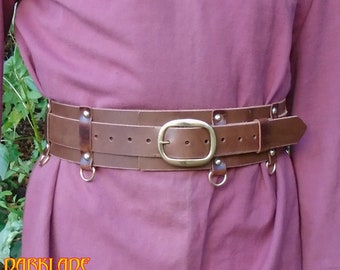 Leather Adventurer Belt, Medieval LARP Costume, Removable Inner Belt, D-Rings, Medieval Belt, Renaissance Fair Belt