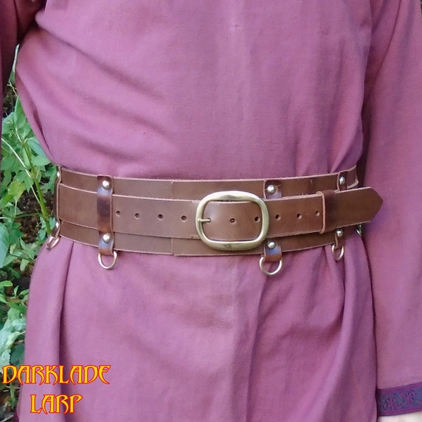 Ceinture en cuir d'aventurier assez courageux pour GN, cosplay, médiéval, costume de Game of Thrones en noir ou marron