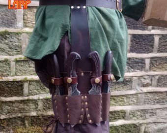 Elven Throwing Knife Leg Sheath for Larp or Cosplay, Larp safe knives included.